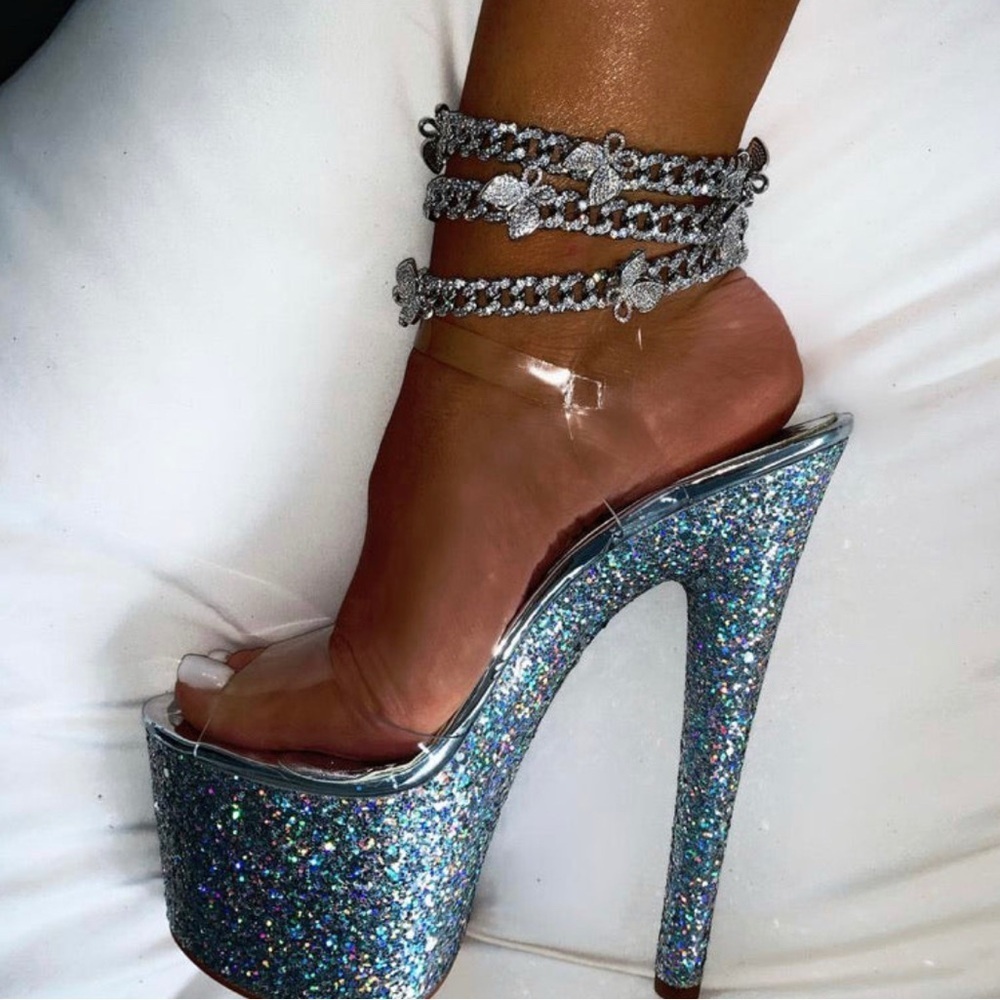 Silver butterfly Anklet 9inch - Picture 4 of 4